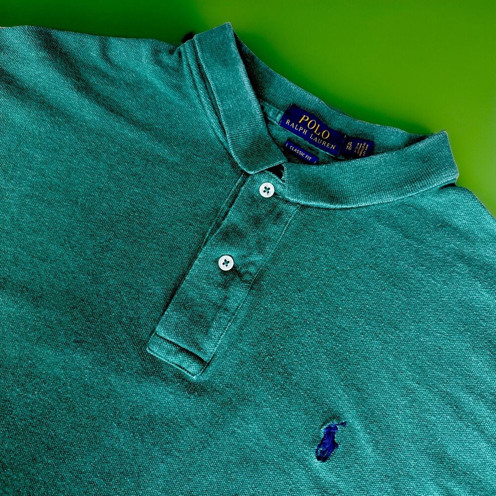 Ralph Lauren Polo Shirt Mens XL Green Classic Fit Pony Short Sleeve